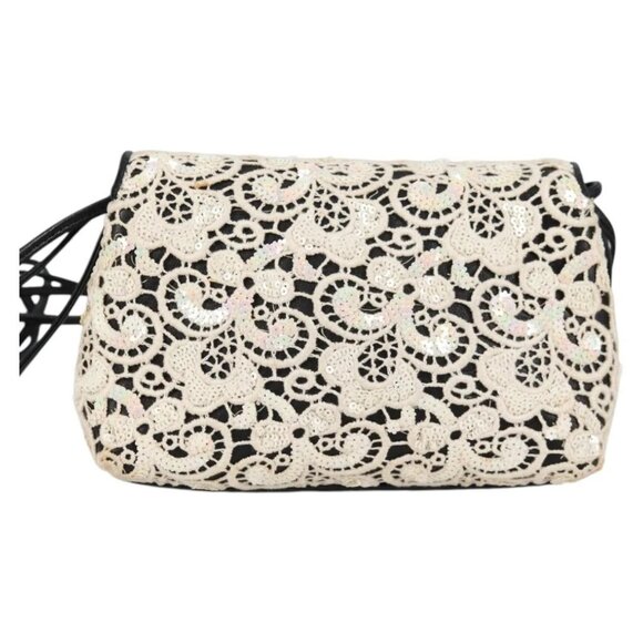 CHANEL Sequin Shoulder Bag Leather White Gold CC Auth 140995 - Picture 3 of 16